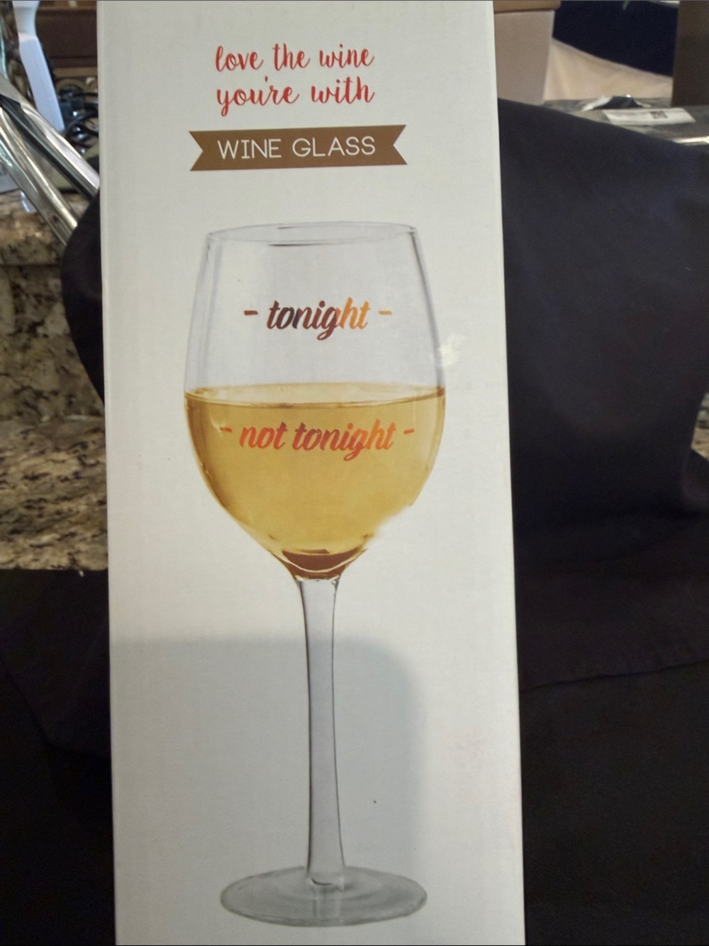 Two’s Company Wine Glass with 'Tonight / Not Tonight' Markings - Clear Glass
